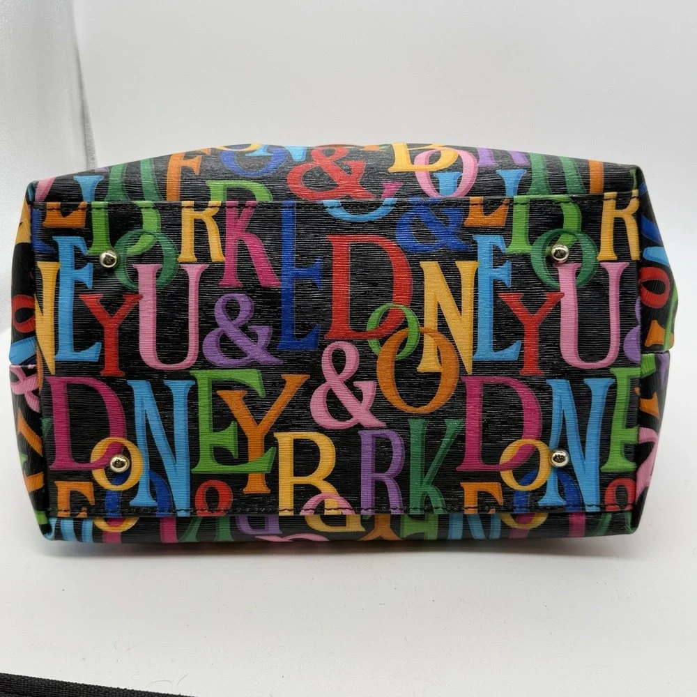 Dooney & Bourke Retro‎ Grafica Satchel Purse Bag Rainbow Zipper Black Dust Bag